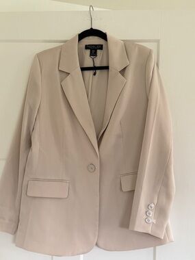 Rachel Zoe Beige Single-Button Tailored Blazer